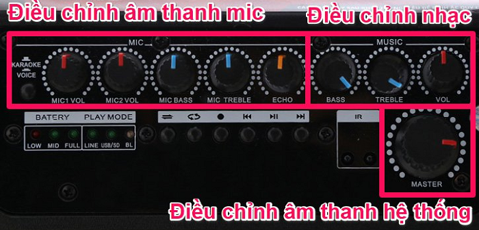 Một số nút điều chỉnh âm thanh loa kéo