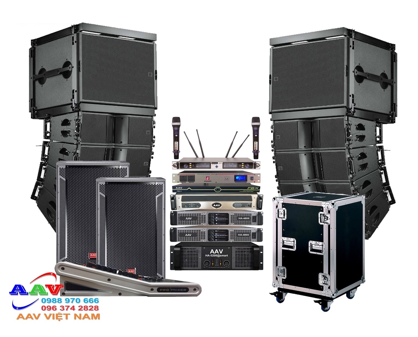 Dàn âm thanh hội trường sân khấu lớn có diện tích 200 m2  đến 300 m2