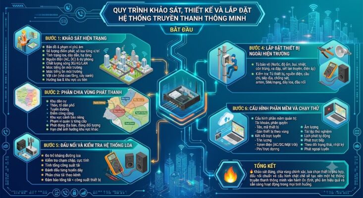 quy trình khảo sát, thiết kế truyền thanh thông minh