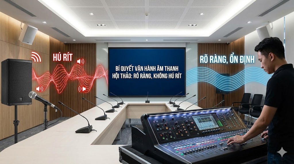 Bí quyết xử lý âm học hội thảo luôn rõ ràng, không hú, rít.