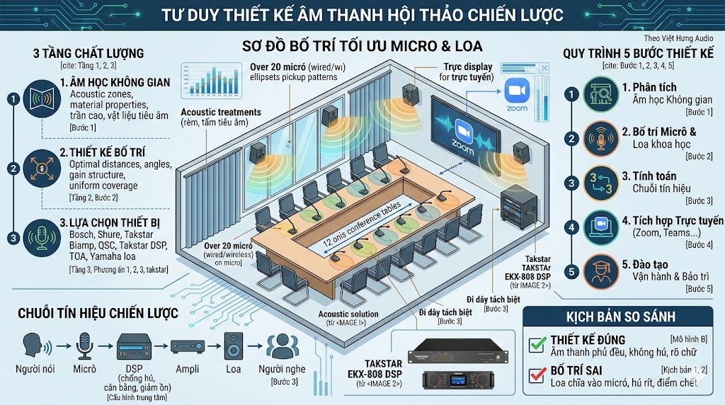 Vì sao thiết kế âm thanh hội thảo quan trọng hơn chọn thiết bị đắt tiền?
