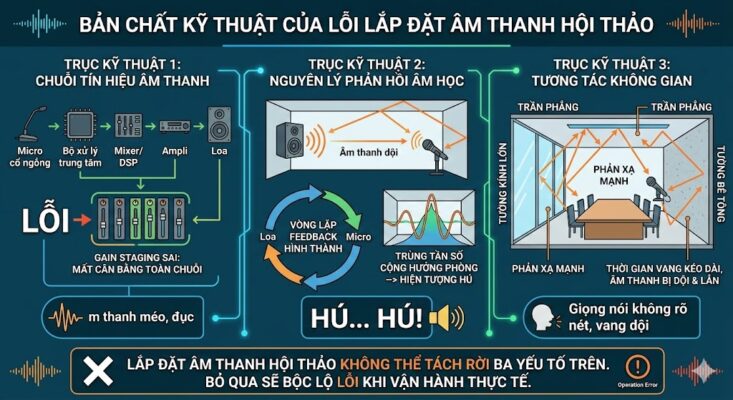 Phân tích 3 trục bản chất kỹ thuật gây lỗi hệ thống âm thanh hội thảo