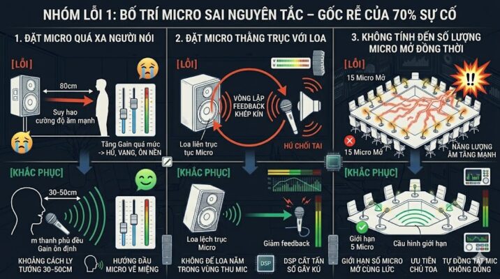 3 lỗi bố trí micro phòng họp phổ biến và giải pháp khắc phục