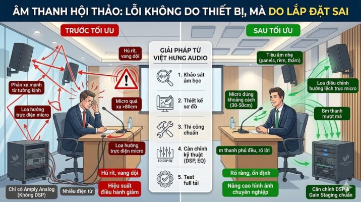 Phân tích lỗi lắp đặt âm thanh hội thảo và giải pháp tối ưu