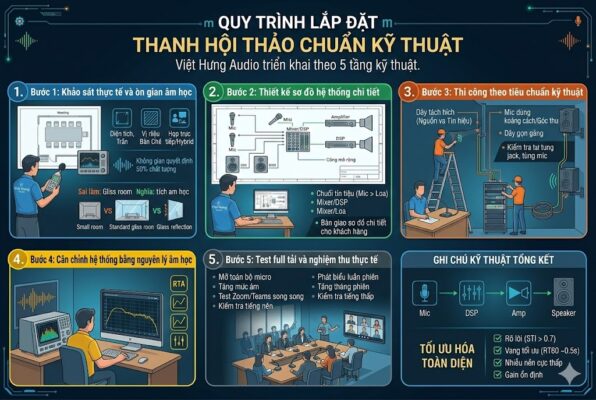 Quy trình 5 bước lắp đặt hệ thống âm thanh hội thảo chuẩn kỹ thuật