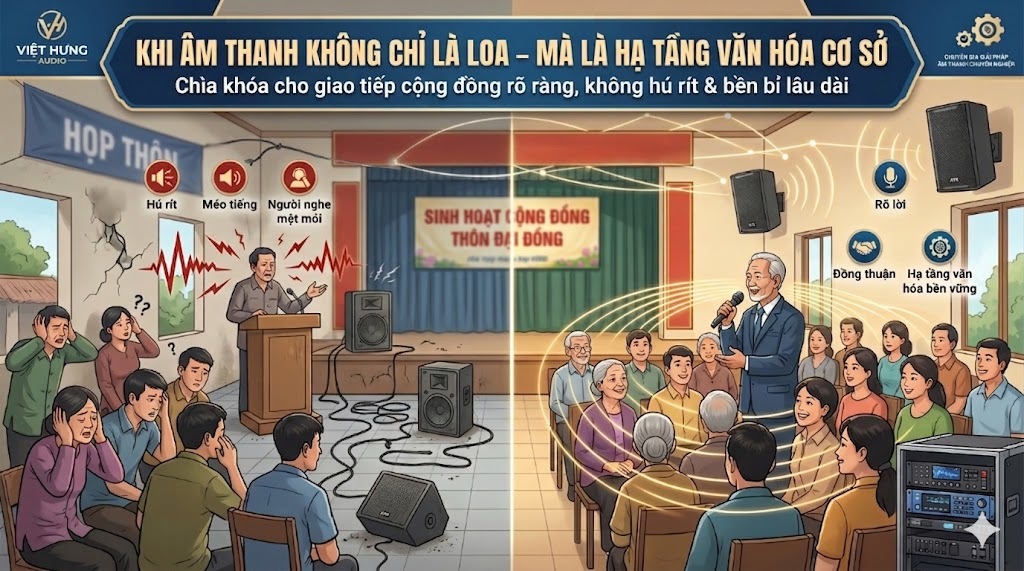 Hệ thống âm thanh Nhà văn hóa Thôn/Tổ dân phố: Giải pháp bền bỉ, dễ sử dụng và tối ưu ngân sách