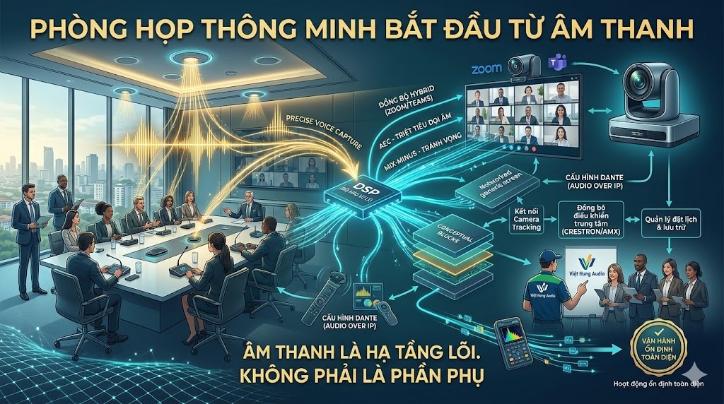Kết nối âm thanh hội thảo với phòng họp thông minh