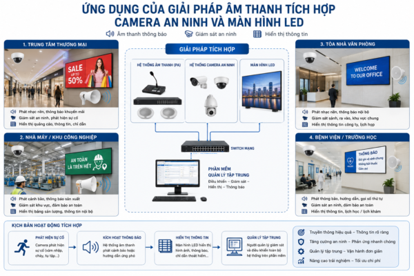 âm thanh tích hợp camera an ninh màn hình LED