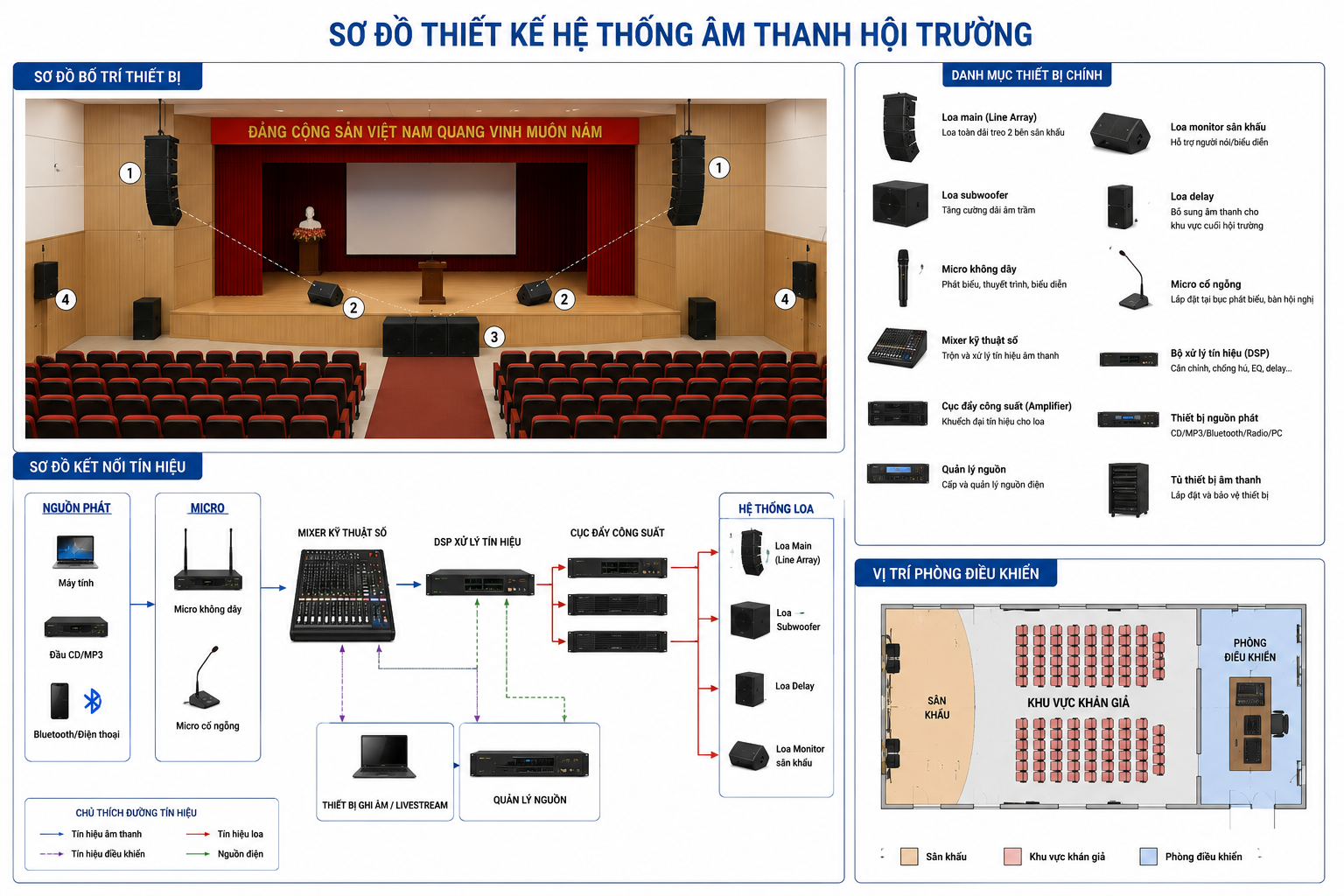 Cách thiết kế hệ thống âm thanh hội trường