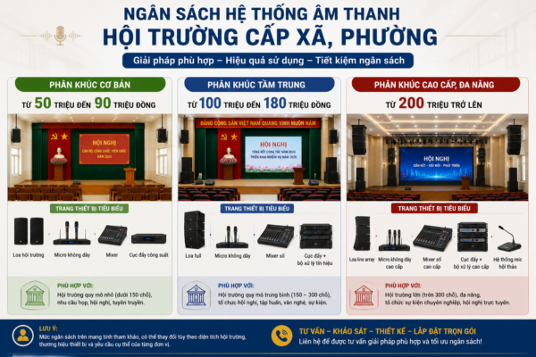 Hệ thống âm thanh hội trường cấp xã phường ngân sách bao nhiêu?